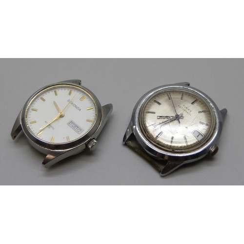 7274 - A Sekonda automatic wristwatch head and a Timex automatic wristwatch head