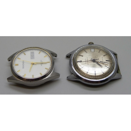 7274 - A Sekonda automatic wristwatch head and a Timex automatic wristwatch head