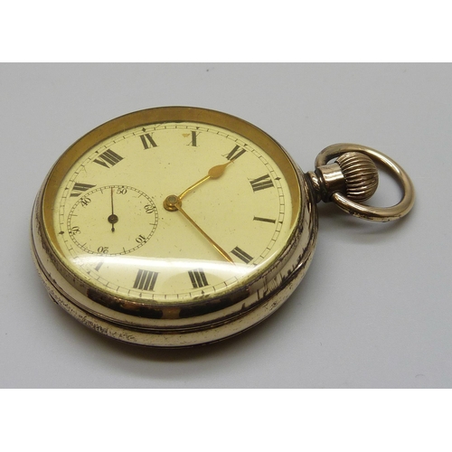 7276 - An Elgin gold plated open face pocket watch