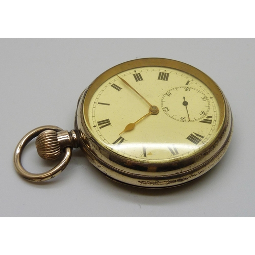 7276 - An Elgin gold plated open face pocket watch