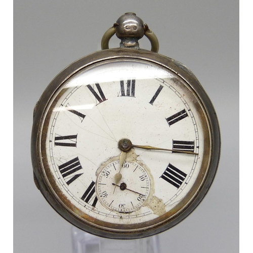 7281 - A silver open face pocket watch, Chester 1897 hallmarks