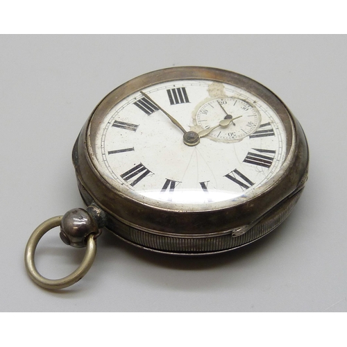 7281 - A silver open face pocket watch, Chester 1897 hallmarks