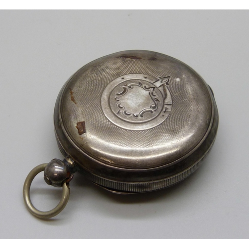 7281 - A silver open face pocket watch, Chester 1897 hallmarks