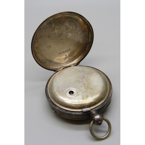 7281 - A silver open face pocket watch, Chester 1897 hallmarks