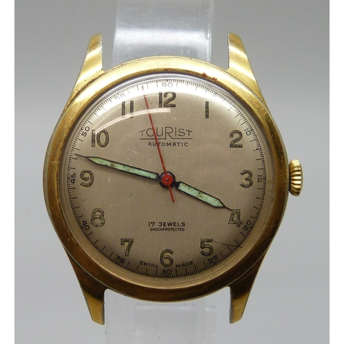 7284 - A Tourist gold plated automatic wristwatch head