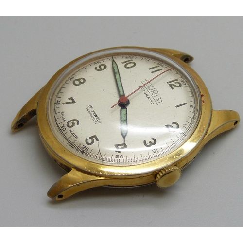 7284 - A Tourist gold plated automatic wristwatch head