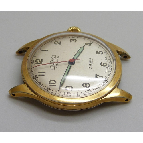 7284 - A Tourist gold plated automatic wristwatch head