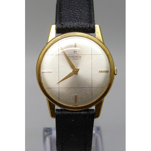 7285 - A Pierce gold plated manual wind wristwatch