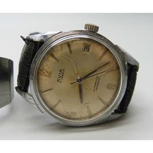 7287 - An Avia automatic wristwatch and a stainless steel Timex automatic bracelet watch