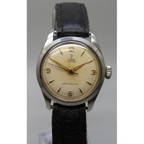 7291 - A Tudor Oyster stainless steel manual wind wristwatch