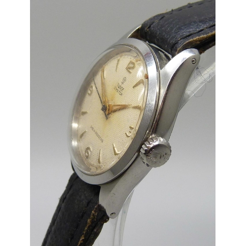 7291 - A Tudor Oyster stainless steel manual wind wristwatch