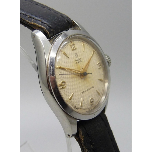 7291 - A Tudor Oyster stainless steel manual wind wristwatch