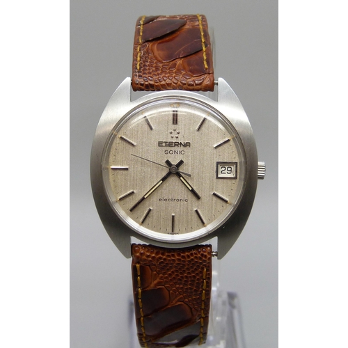 7298 - An Eterna Sonic stainless steel electronic wristwatch, circa 1969, 37mm