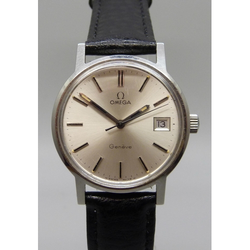 7302 - An Omega Geneve stainless steel manual wind wristwatch