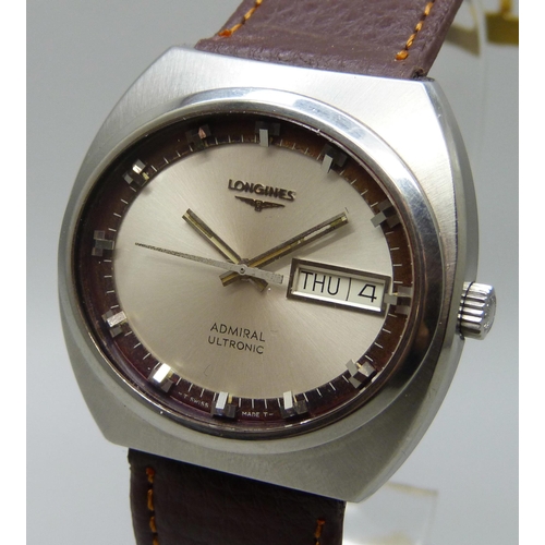 7304 - A Longines Admiral Ultronic stainless steel electronic wristwatch, 40mm