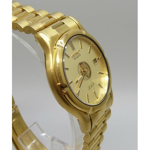 7306 - A Seiko A.G.S. gold plated quartz bracelet watch, ref. 7M22.8A20, 37mm