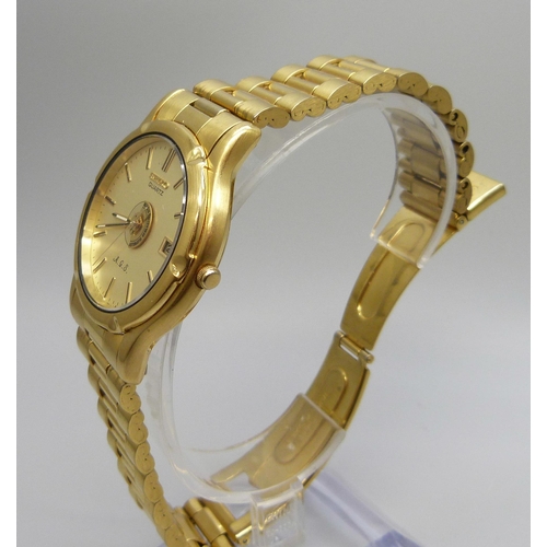 7306 - A Seiko A.G.S. gold plated quartz bracelet watch, ref. 7M22.8A20, 37mm