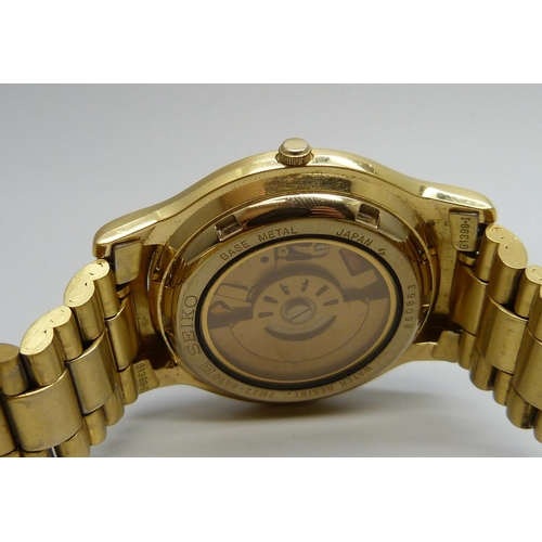 7306 - A Seiko A.G.S. gold plated quartz bracelet watch, ref. 7M22.8A20, 37mm