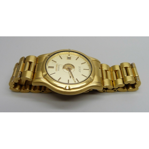 7306 - A Seiko A.G.S. gold plated quartz bracelet watch, ref. 7M22.8A20, 37mm