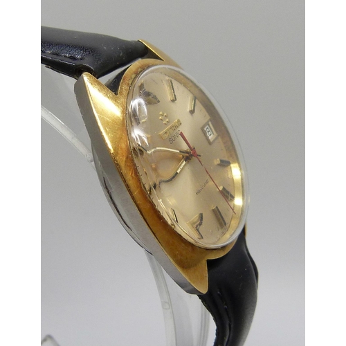 7307 - An Eterna Sonic gold plated electronic wristwatch, circa 1973, 36mm