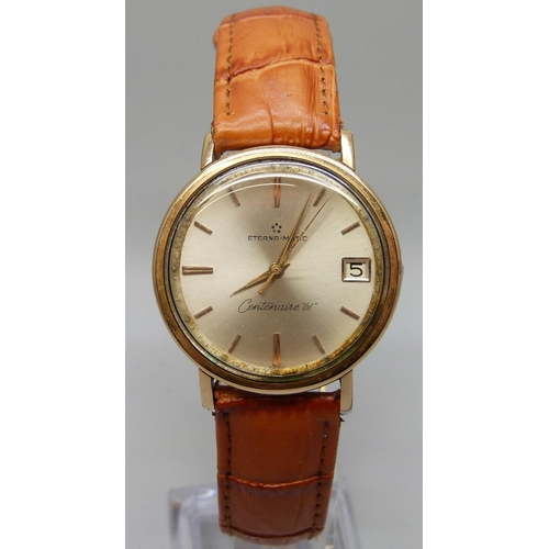 7309 - An Eterna Matic Centenaire 61 gold plated automatic wristwatch, circa 1962, 35mm