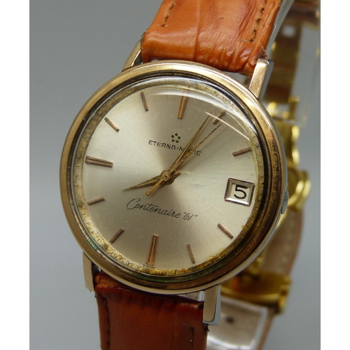 7309 - An Eterna Matic Centenaire 61 gold plated automatic wristwatch, circa 1962, 35mm