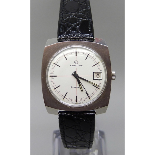 7310 - A Certina Argonaut stainless steel manual wind wristwatch, circa 1967, 34mm