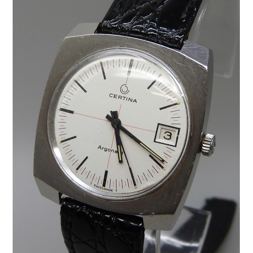 7310 - A Certina Argonaut stainless steel manual wind wristwatch, circa 1967, 34mm