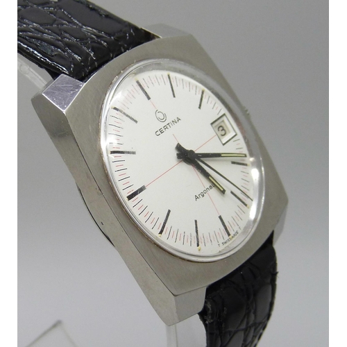 7310 - A Certina Argonaut stainless steel manual wind wristwatch, circa 1967, 34mm