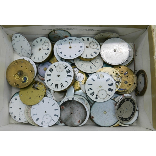 7315 - A collection of pocket watch movements and dials