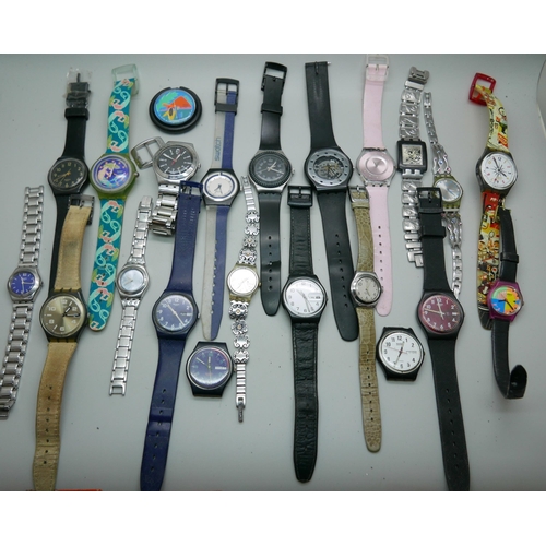 7317 - A collection of Swatch wristwatches including a POP Swatch example, no strap