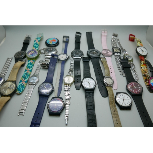 7317 - A collection of Swatch wristwatches including a POP Swatch example, no strap