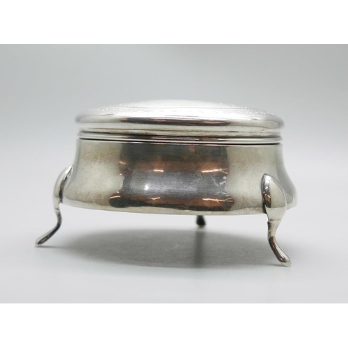 7333 - A silver jewellery box, Birmingham 1912, 72g with liner