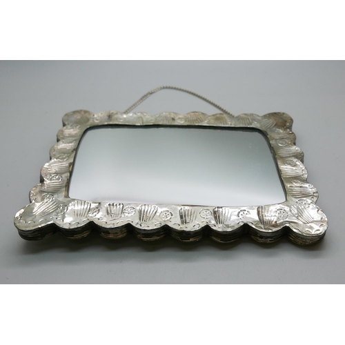 7351 - Five white metal embossed wall hanging mirrors, boxed