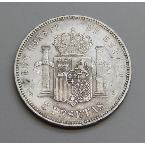 7177 - 1891 Alfonso XIII 5 pesetas (90% silver)