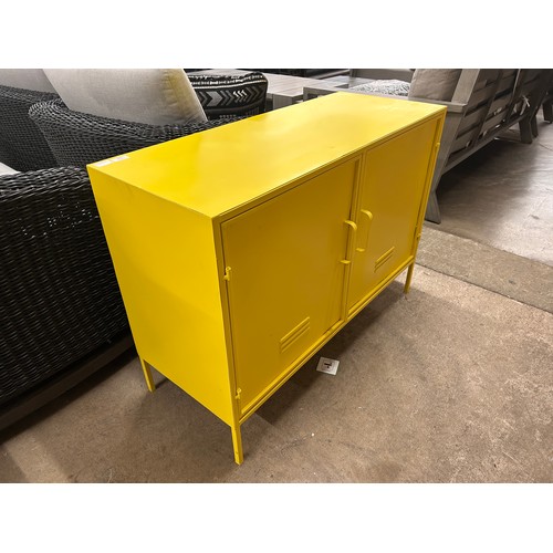 3148 - A yellow industrial style two door cabinet