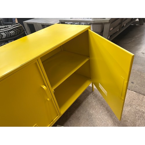 3148 - A yellow industrial style two door cabinet