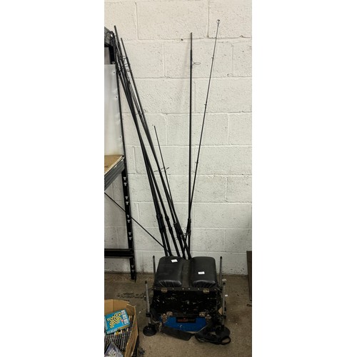 5060 - A quantity of fishing equipment including two Wychwood Energis carbon fiber fishing rods, three Kord... 