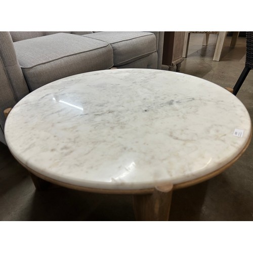 3030 - A mango and marble coffee table * This lot is subject to Vat