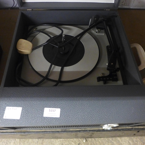 5157 - A vintage Fidelity turntable record player in a portable case with 2 corner speakers