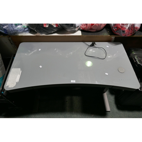 6014 - Adjustable curved Tech Desk Grey Prescott, Original RRP £249.99 + Vat (340-273) *This lot is subject... 