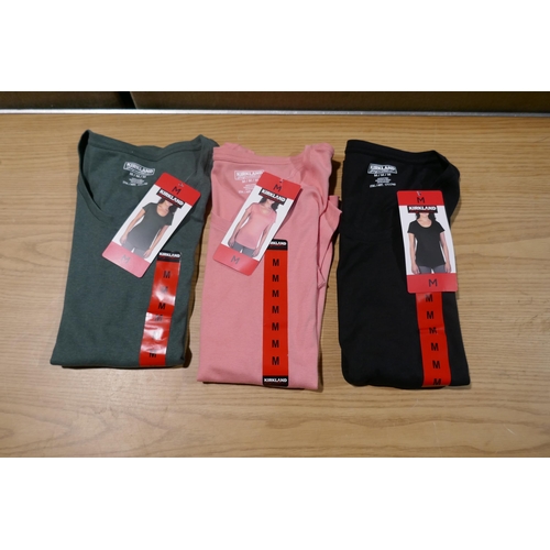 6036 - Kirkland ladies Pima Cotton T-shirts x 21 in pink, green and black. Various sizes (340-78333) *This ... 