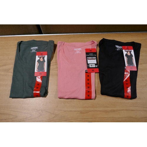 6038 - Kirkland ladies Pima Cotton T-shirts x 21 in pink, green and black. Various sizes (340-78333) *This ... 