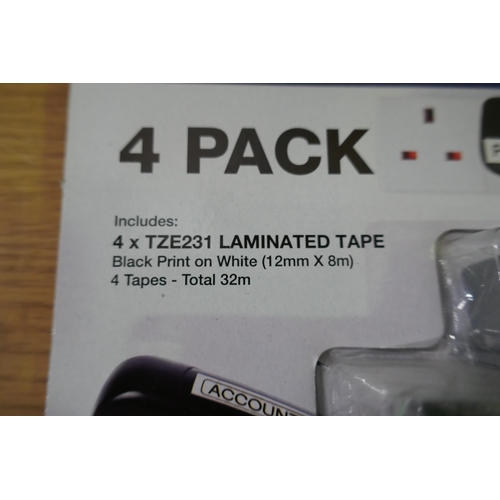 6047 - Four Brother 4 Pack Label Tape Cartridges - 12mm X 8M    (340-234-237) *This lot is subject to Vat