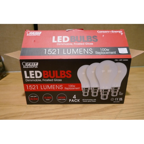 6063 - Feit A60 100W Dimmable Bulbs and a Duracell 2000 Led Lantern (340-198,224 *This lot is subject to Va... 