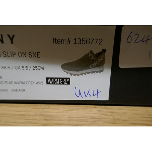 6087 - DKNY Ashton slip-on trainers in warm grey UK size (340-73888) *This lot is subject to Vat