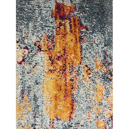 3051 - A gold blue distressed living room rug 200 x 290cm