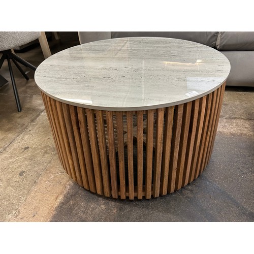 3099 - A round ceramic mango wood coffee table * This lot is subject to Vat