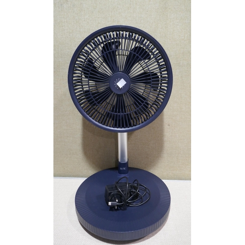 6111 - Nsa Folding Stand Fan with charger - no remote (340-35) *This lot is subject to Vat