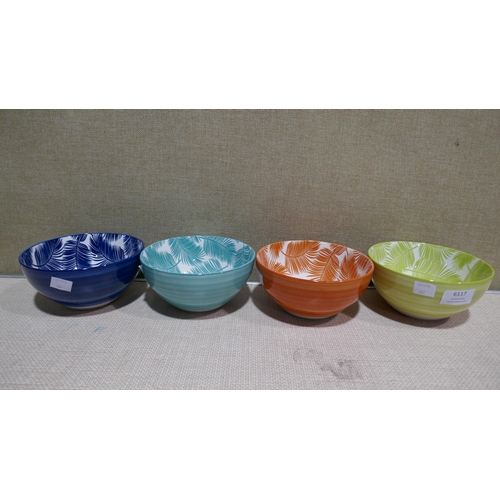 6117 - Stacking Tumblers and four tropical porcelain bowls (340-140,141) *This lot is subject to Vat